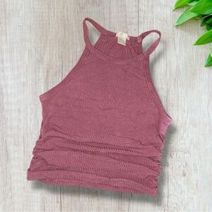 Bozzolo Pink Ruched Cropped Tank Top Size Medium